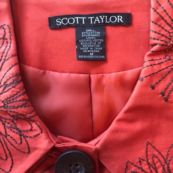 Scott Taylor Rust Flower Embroidered Jacket - Picture 3 of 4